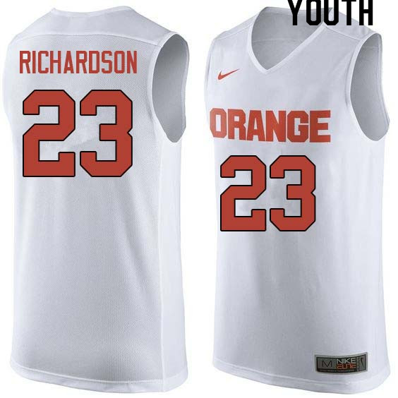 Youth #23 Malachi Richardson Syracuse White College Basketball Jerseys Sale-White